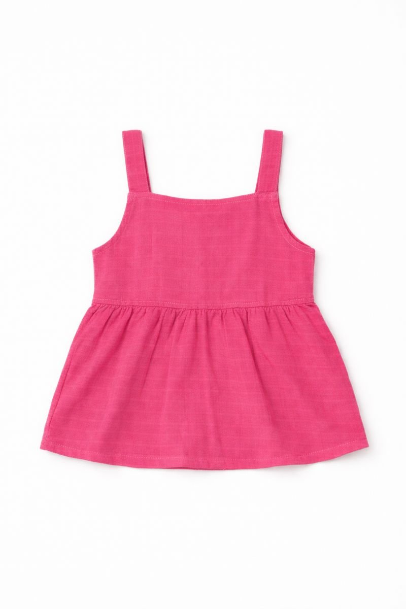 Pink Sleeveless Baby Dress with Square Neck - Image 3