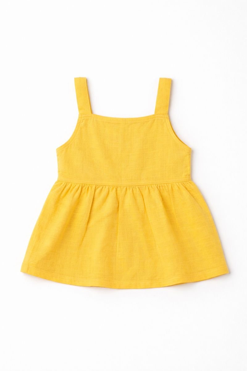 Yellow Sleeveless Baby Cotton Dress - Image 2
