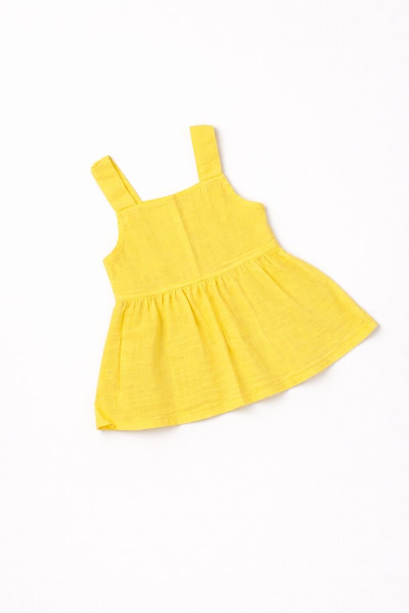 Yellow Sleeveless Baby Cotton Dress - Image 3