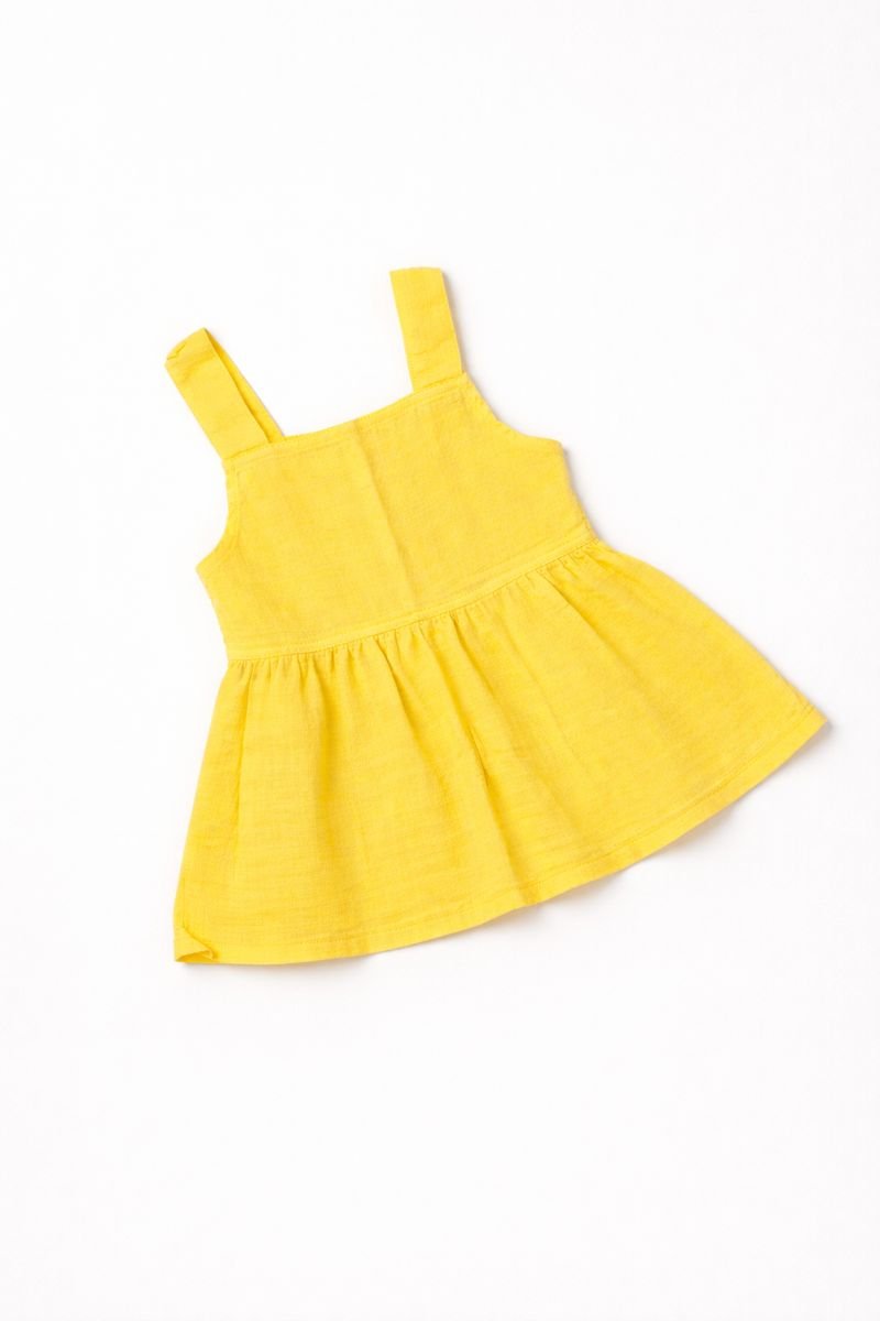 Yellow Sleeveless Baby Cotton Dress - Image 4