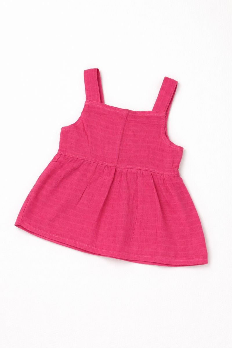 Pink Sleeveless Baby Dress with Square Neck