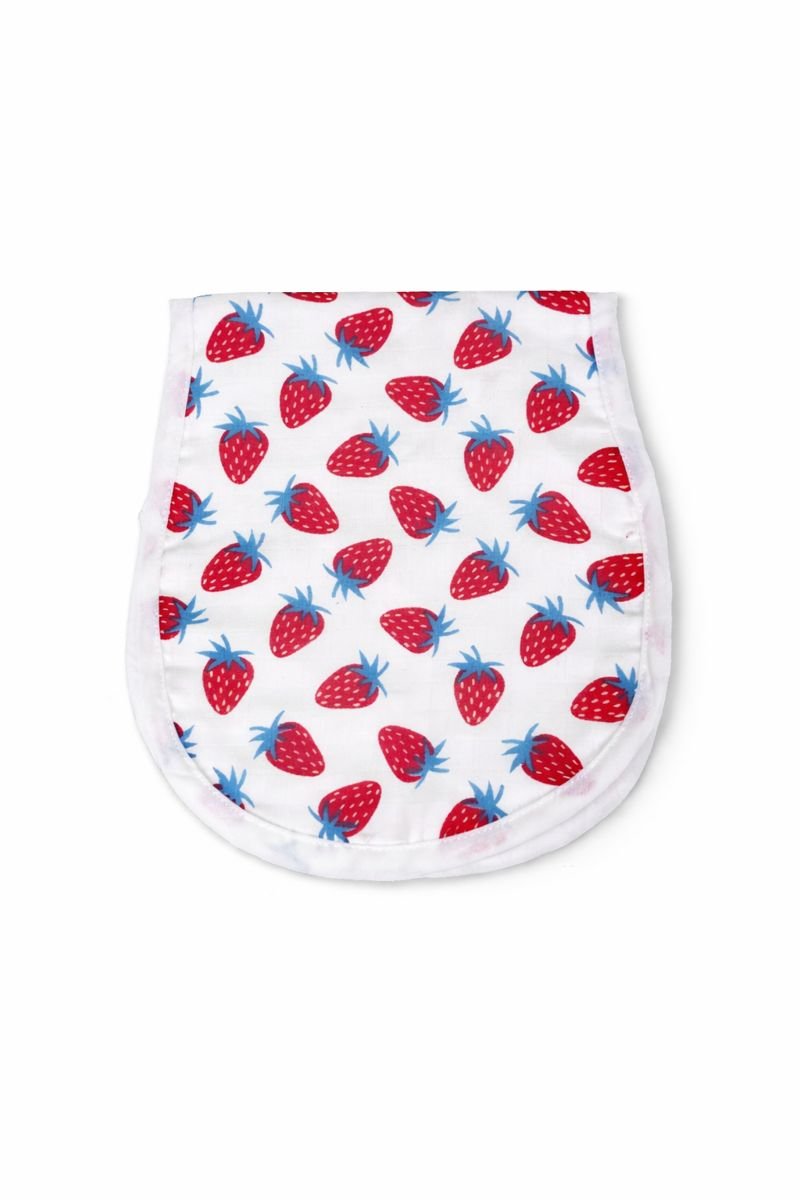 Baby Cotton Burp Cloth with Strawberry Print - Image 4