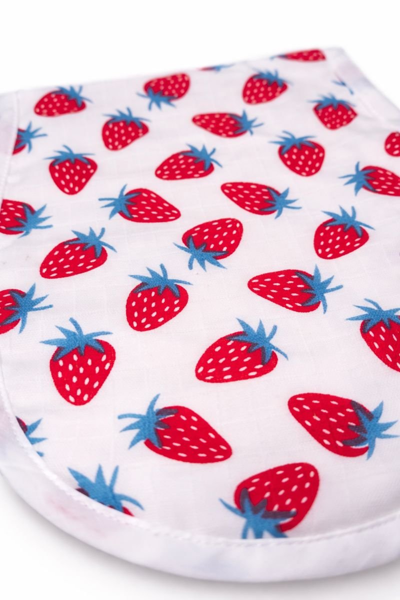 Baby Cotton Burp Cloth with Strawberry Print - Image 3
