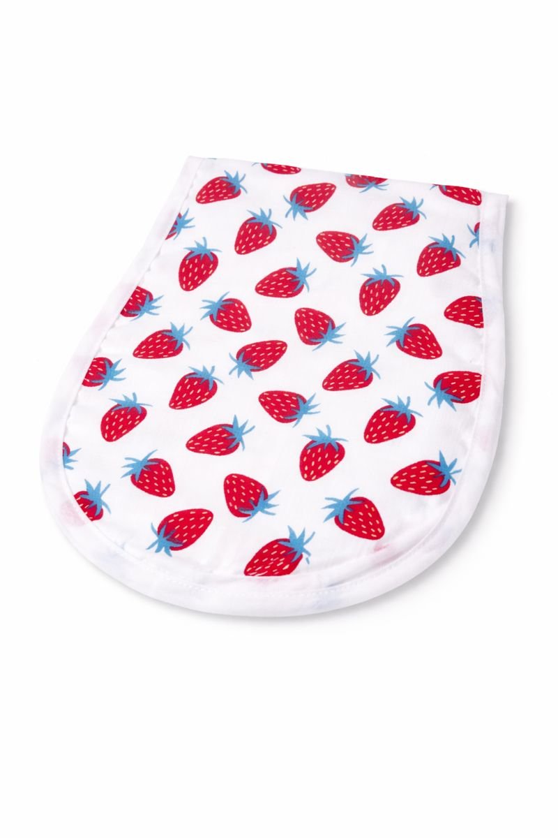 Baby Cotton Burp Cloth with Strawberry Print - Image 2
