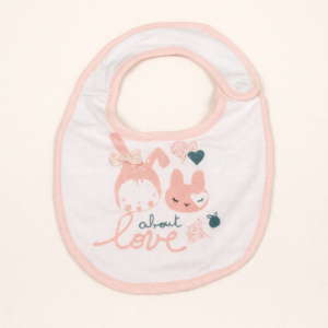 Baby Cotton Feeding Bib with “About Love” Print