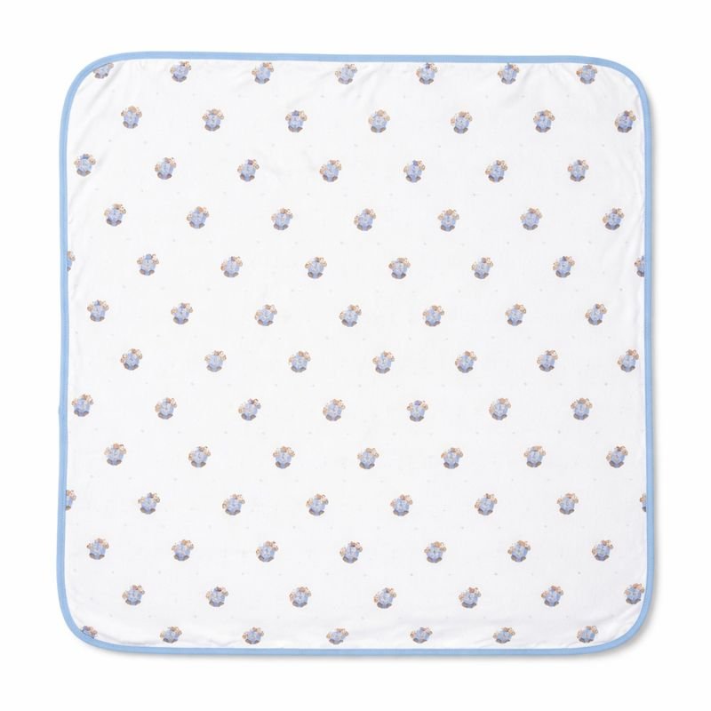 Baby Cotton Swaddle Wrap with Blue Teddy Print - Image 4