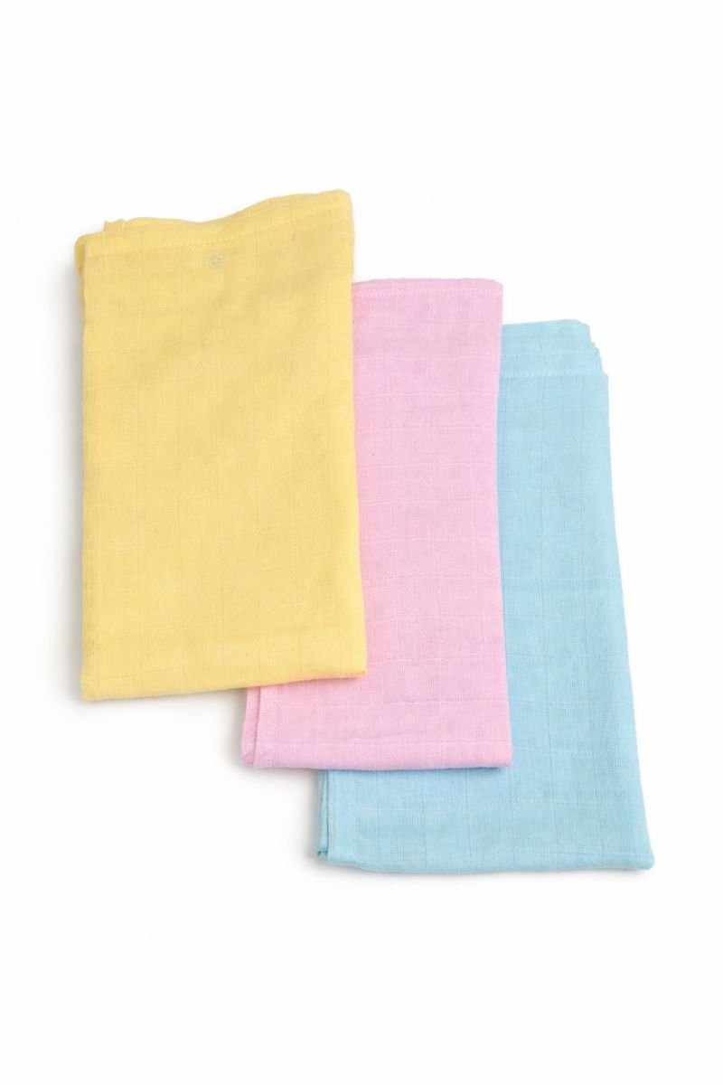 3-Piece Baby Cotton Towel Set – Solid Pastel Colors - Image 2