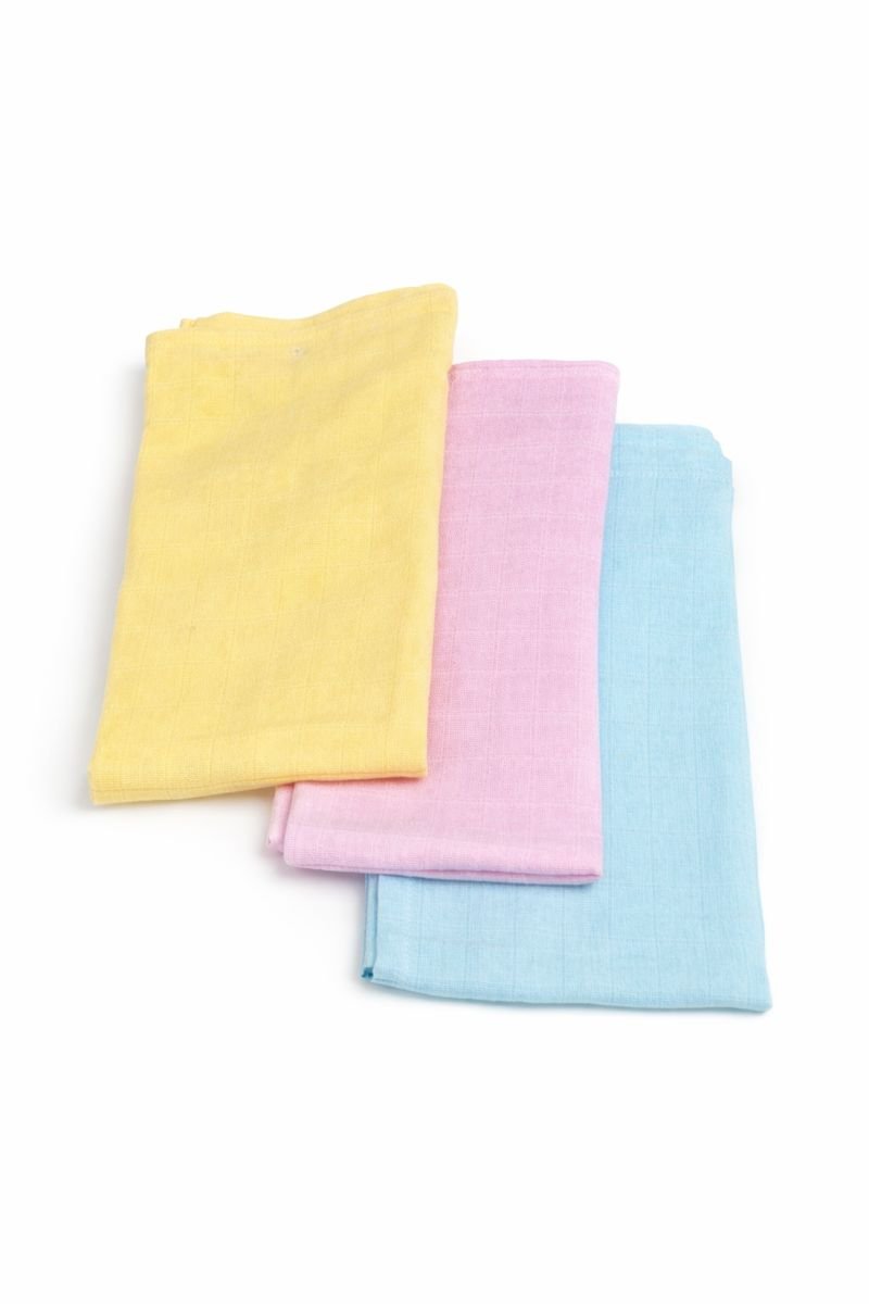 3-Piece Baby Cotton Towel Set – Solid Pastel Colors