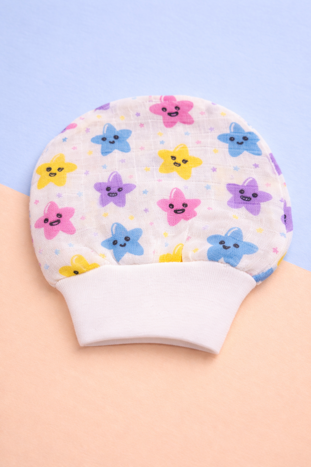 Soft Cotton Baby Cap with Smiley Star Print - Image 3