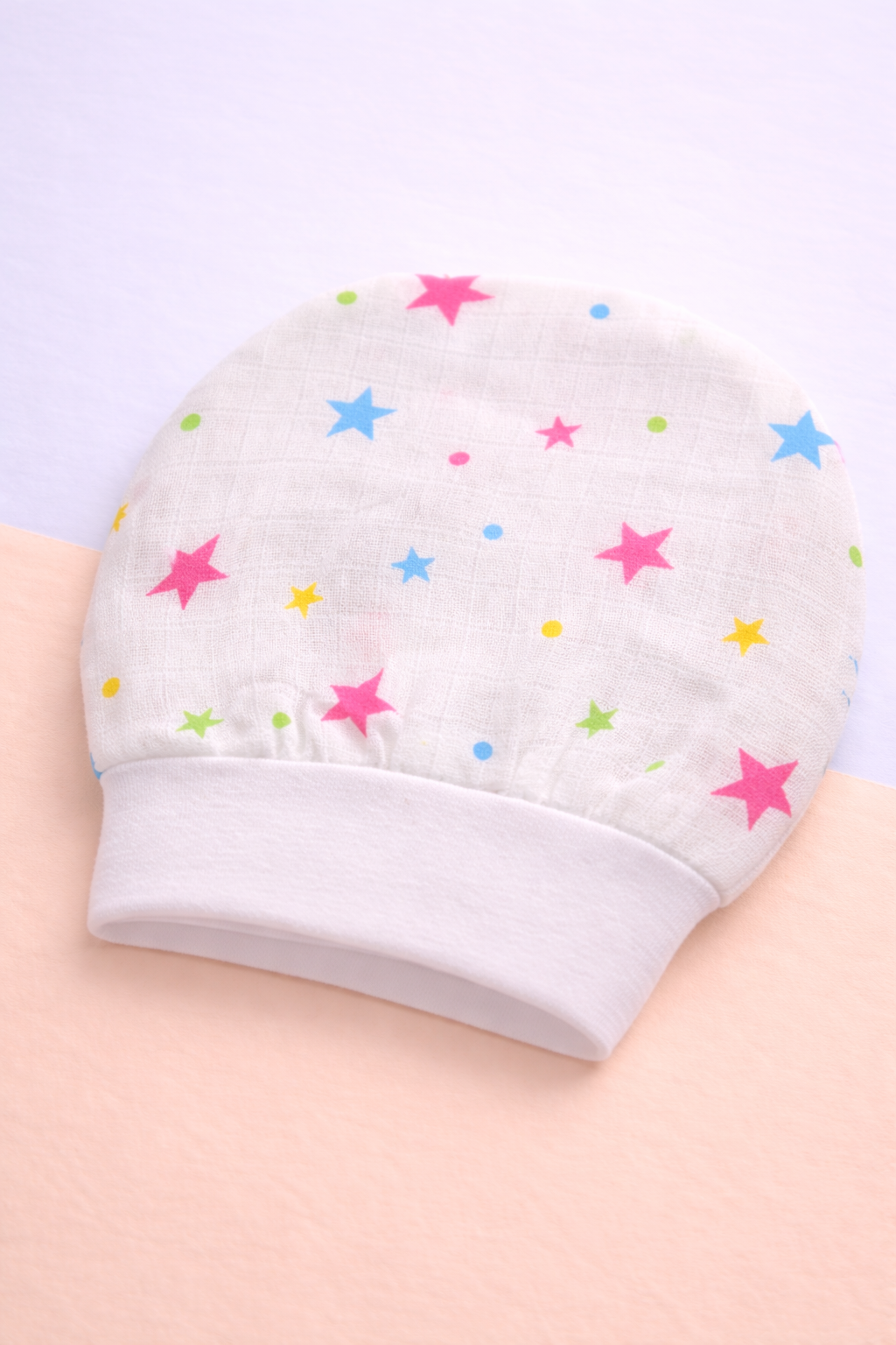 Soft Cotton Baby Cap with Multicolor Star Print - Image 2