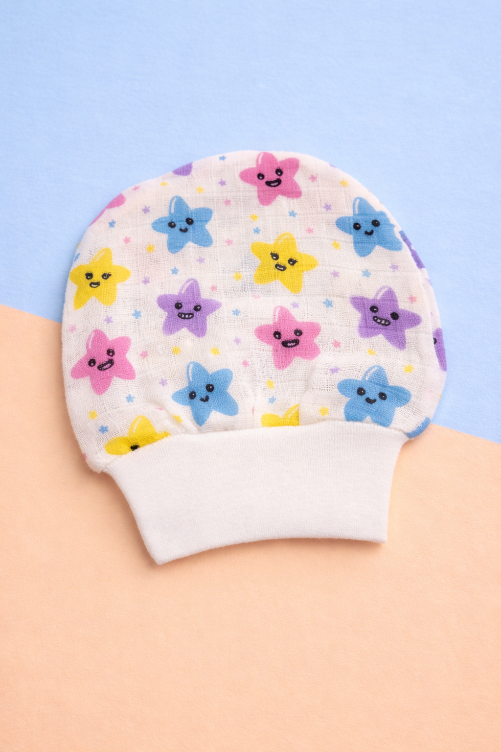 Soft Cotton Baby Cap with Smiley Star Print - Image 2