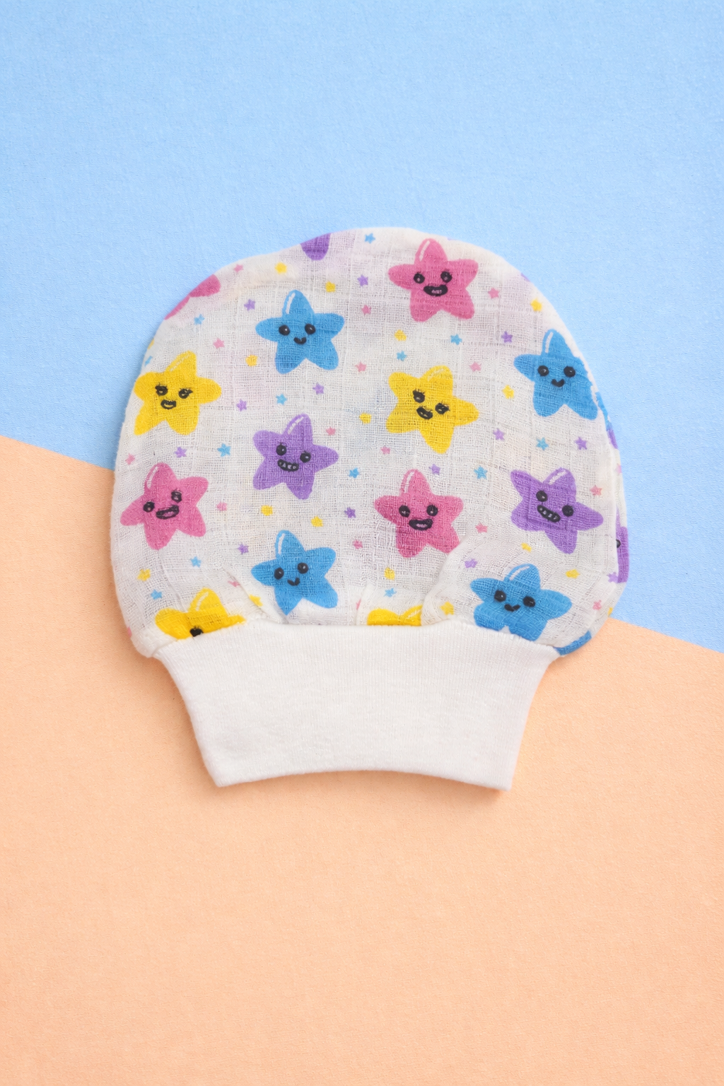 Soft Cotton Baby Cap with Smiley Star Print
