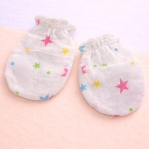 Soft Cotton Baby Mittens with Multicolor Star Print