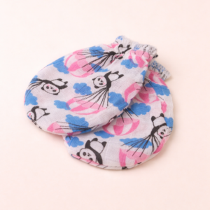 Newborn Baby Cotton Mittens – Soft Panda Print | Gentle & Skin-Safe