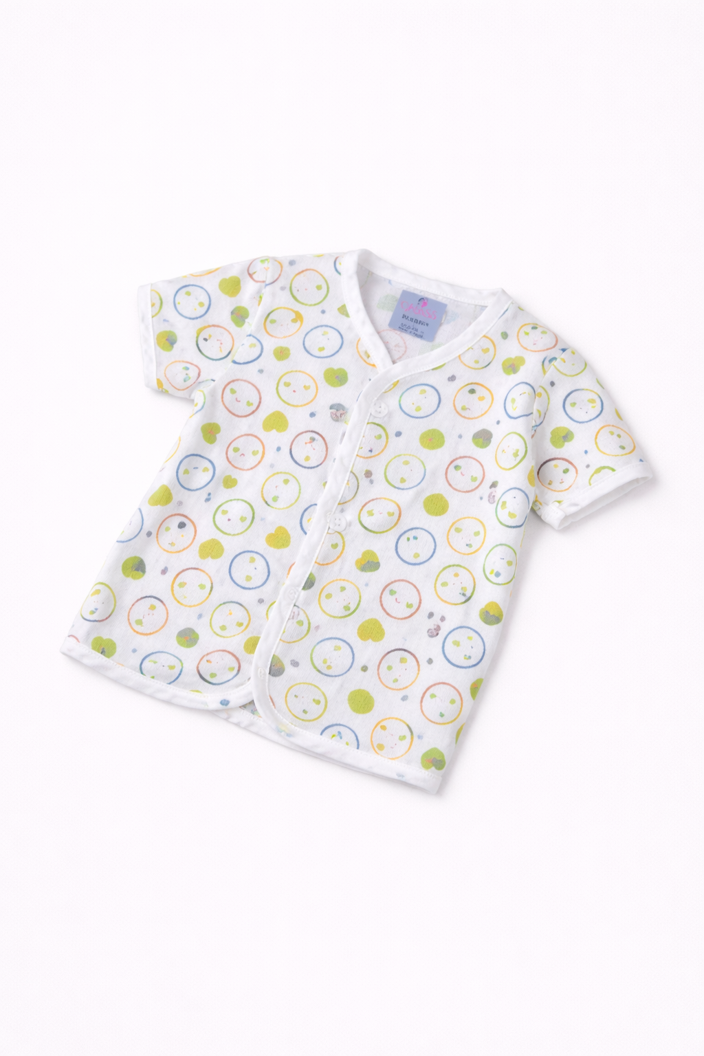Cotton Baby Half-Sleeve Front-Open Shirt – Printed