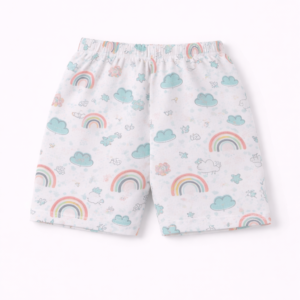 Cotton Baby Printed Shorts – Rainbow & Cloud Design