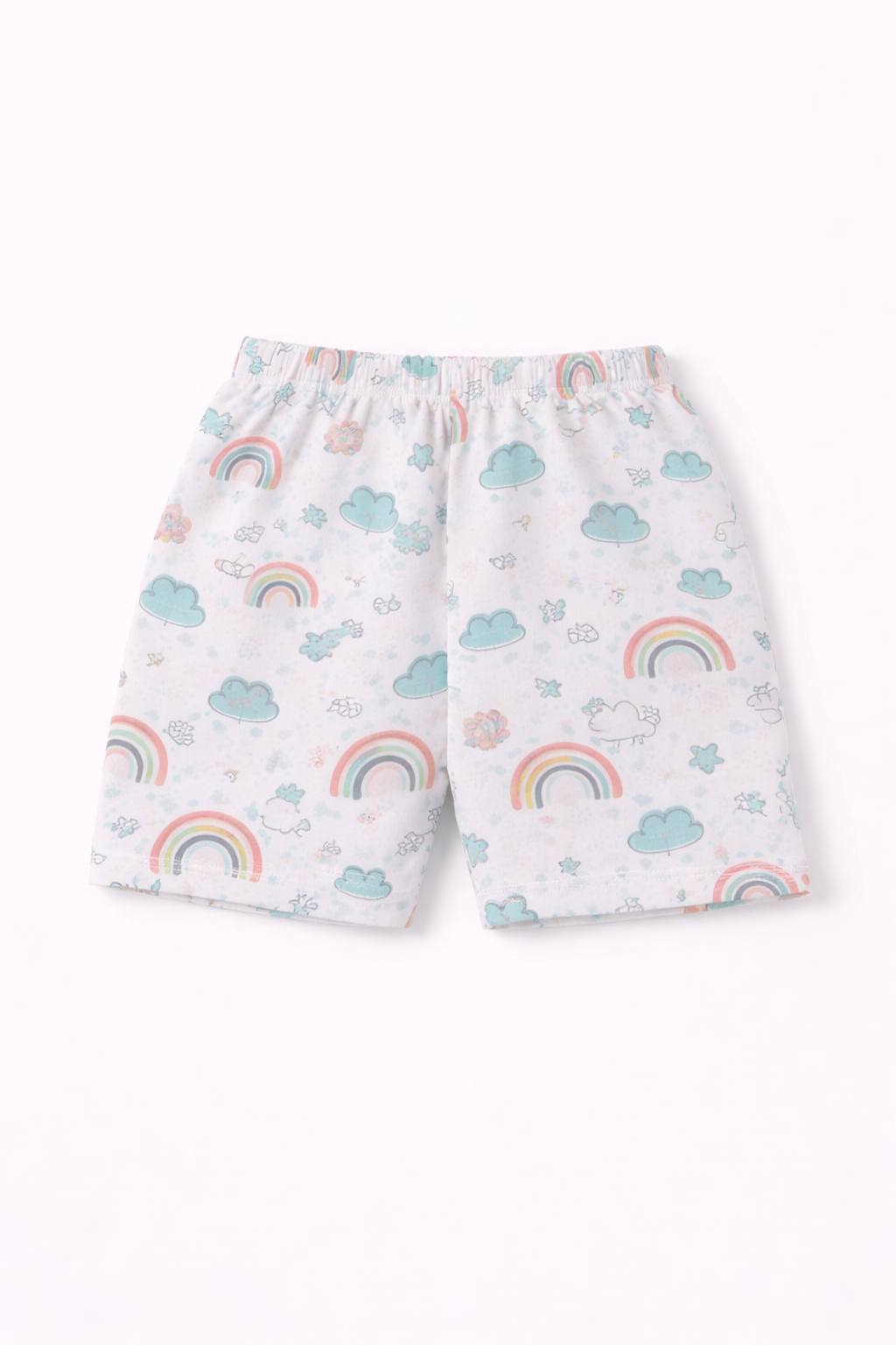 Cotton Baby Printed Shorts – Rainbow & Cloud Design