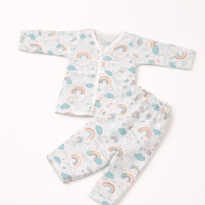Newborn Cotton Sleepwear Set with Rainbow & Cloud Print